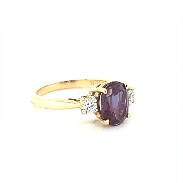 CREATED ALEXANDRITE RING WITH TWO CUBIC ZIRCONIUM ACCENTS Image 2 Lester Martin Dresher, PA