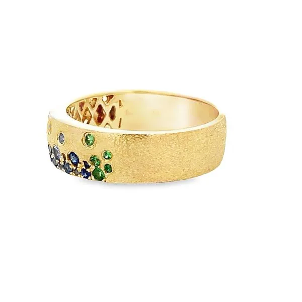0.62CTW 5.75MM CONFETTI RAINBOW SAPPHIRE AND TSAVORITE FLUSH SET CIGAR BAND Image 3 Lester Martin Dresher, PA
