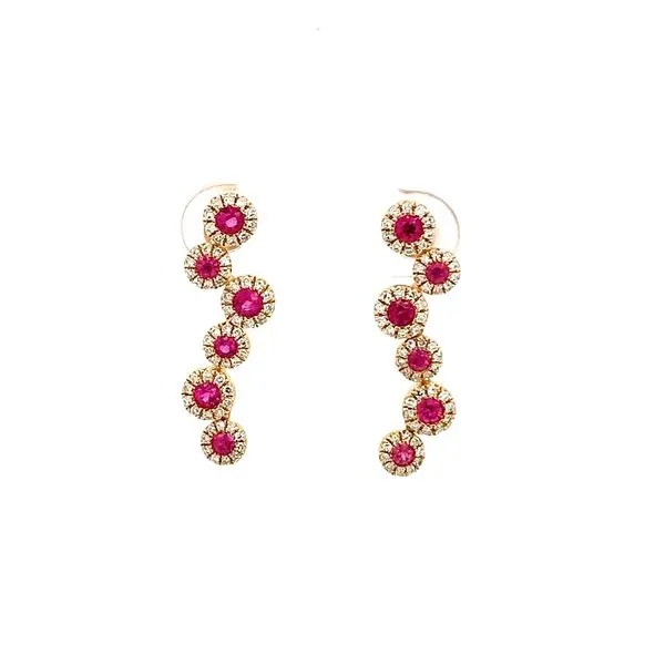 RUBY & DIAMOND PIVOTING DANGLE EARRINGS Lester Martin Dresher, PA