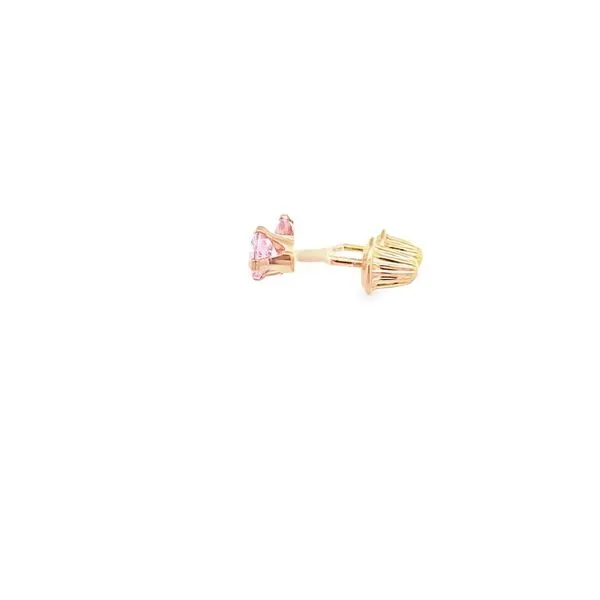 14K YELLOW GOLD PINK CZ SAFETY BACK EARRINGS Image 2 Lester Martin Dresher, PA