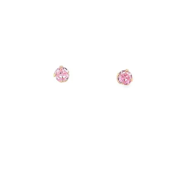 14K YELLOW GOLD PINK CZ SAFETY BACK EARRINGS Lester Martin Dresher, PA