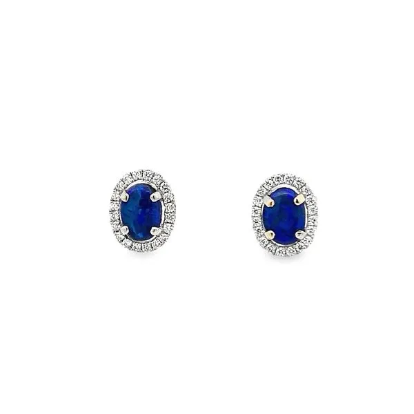 0.59 CTW OVAL BLUE OPAL STUD EARRINGS