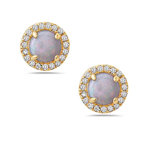 0.40CTW OPAL WITH 0.08CTW DIAMOND HALO EARRINGS Lester Martin Dresher, PA