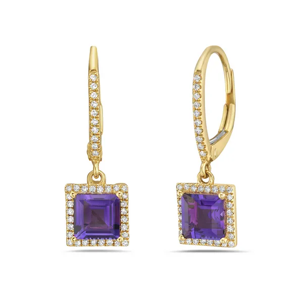 1.13CTW AMETHYST WITH 0.15CTW DIAMOND HALO EARRINGS Lester Martin Dresher, PA