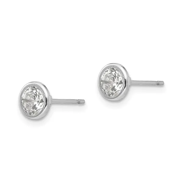 14K WHITE GOLD 5MM BEZEL SET CZ POST EARRINGS Lester Martin Dresher, PA