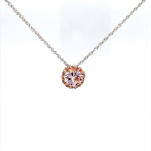 0.53CT TW ROUND MORGANITE PENDANT SURROUNDED BY 0.04CT TW DIAMONDS Lester Martin Dresher, PA