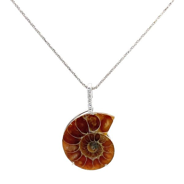 AMMONITE AND 0.12 DIAMOND SNAIL SHAPED PENDANT Lester Martin Dresher, PA