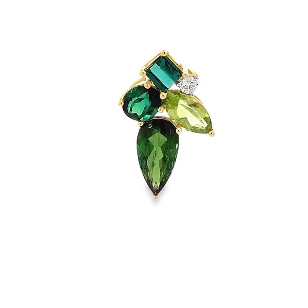 4.10CTW GREEN TOURMALINE WITH A 1.10CT PERIDOT AND 0.09CT DIAMOND CLUSTER PENDANT Lester Martin Dresher, PA