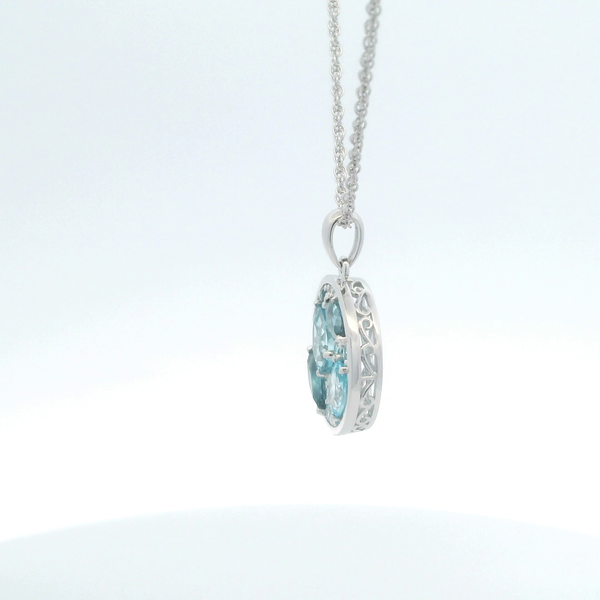 14K 2.31CTW BLUE TOPAZ CLUSTER PENDANT Image 4 Lester Martin Dresher, PA