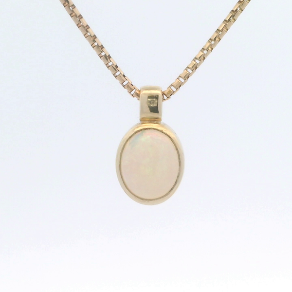 14K 1.57CT 10X8MM OPAL IN AN OVAL SHAPE BEZEL SET PENDANT Image 3 Lester Martin Dresher, PA