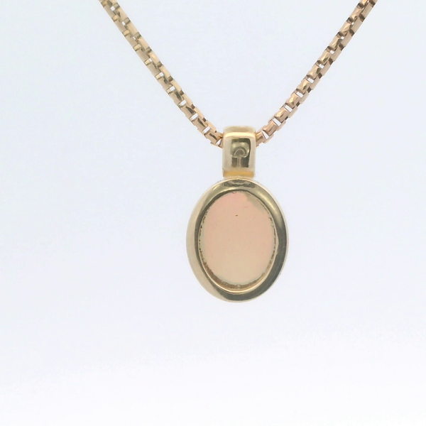 14K 1.57CT 10X8MM OPAL IN AN OVAL SHAPE BEZEL SET PENDANT Lester Martin Dresher, PA