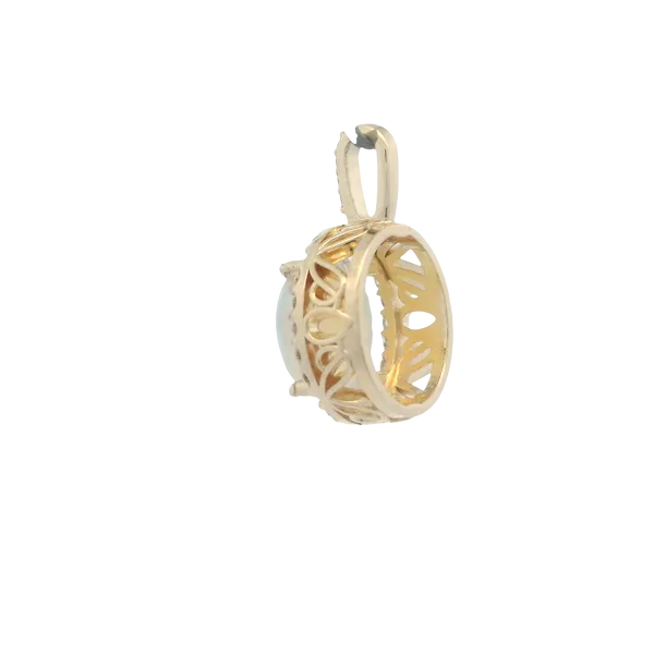 Opal & Diamond Halo Pendant Image 2 Lester Martin Dresher, PA