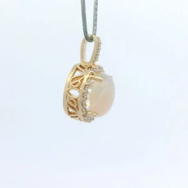 Opal & Diamond Halo Pendant Image 3 Lester Martin Dresher, PA