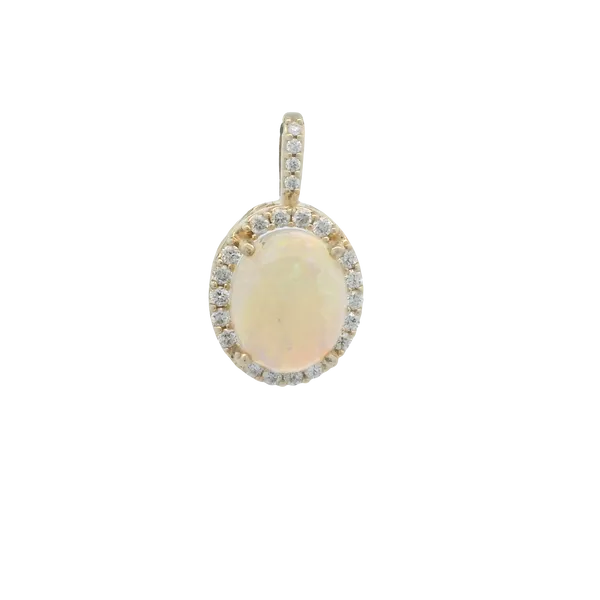 Opal & Diamond Halo Pendant Lester Martin Dresher, PA