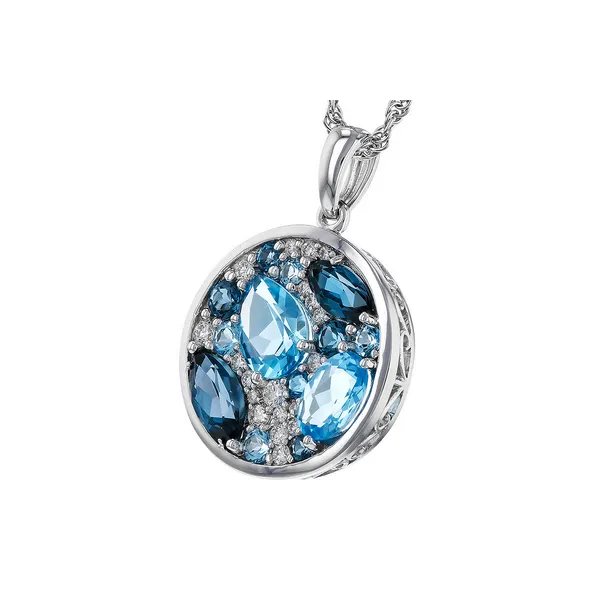 14K 2.31CTW BLUE TOPAZ CLUSTER PENDANT Image 2 Lester Martin Dresher, PA