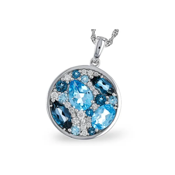 14K 2.31CTW BLUE TOPAZ CLUSTER PENDANT Lester Martin Dresher, PA