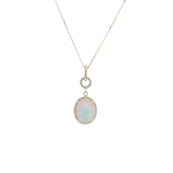 1.26CT OPAL AND 0.12CTW DIAMOND HALO PENDANT Image 3 Lester Martin Dresher, PA