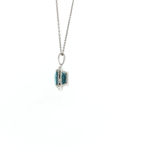 BLUE ZIRCON AND DIAMOND PENDANT Image 2 Lester Martin Dresher, PA