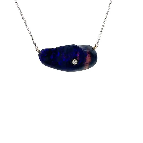 13.50CT FREEFORM OPAL NECKLACE WITH 0.03CT DIAMOND IN THE CENTER Lester Martin Dresher, PA