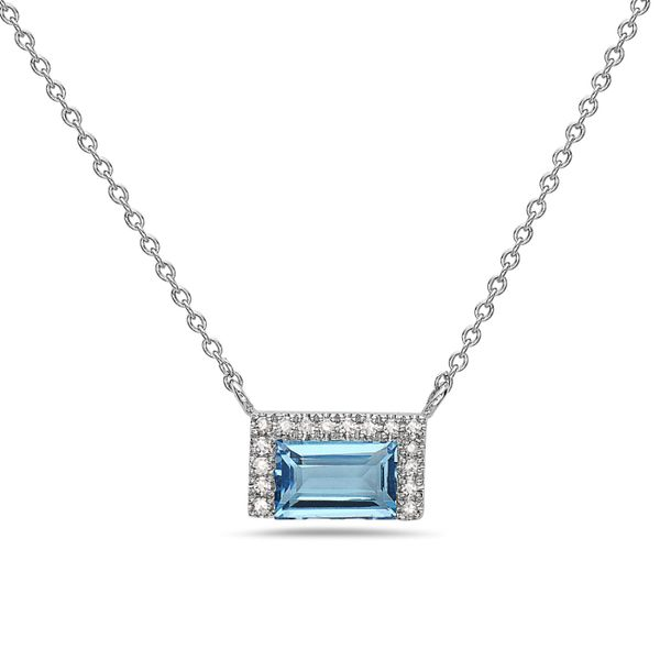 0.62CT BLUE TOPAZ & DIA PENDANT Lester Martin Dresher, PA