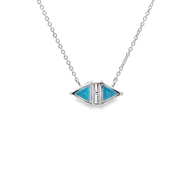 18\ 0.69CTW LONDON BLUE TOPAZ AND  0.05CTW DIAMOND NECKLACE