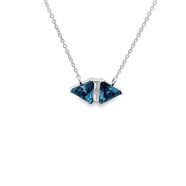 18\ 0.69CTW LONDON BLUE TOPAZ AND  0.05CTW DIAMOND NECKLACE