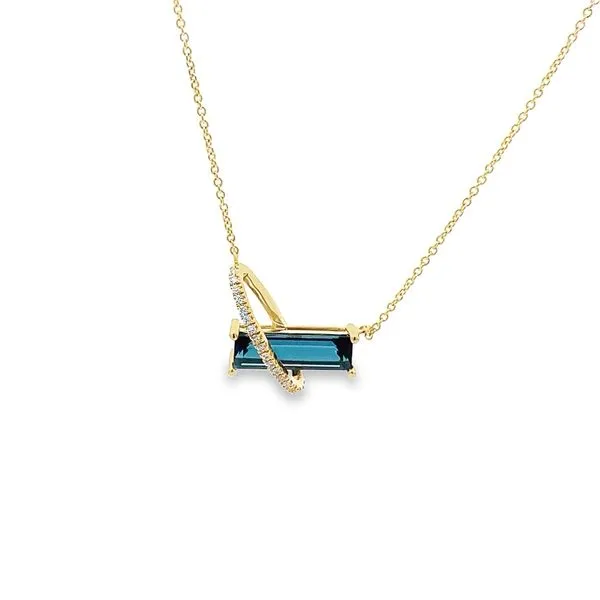 1.70CT LONDON BLUE TOPAZ AND 0.07CTW DIAMOND ACCENT NECKLACE