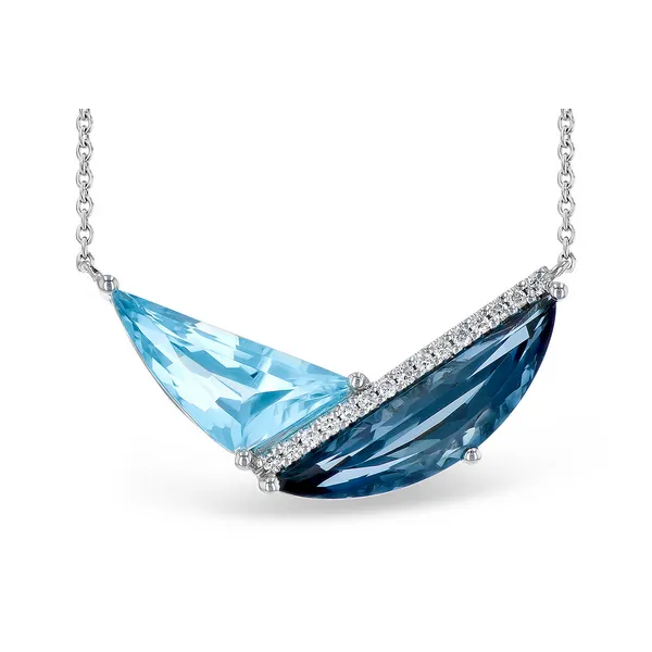 4.66CTW BLUE TOPAZ NECKLACE WITH 0.09 DIAMOND ACCENTS Lester Martin Dresher, PA