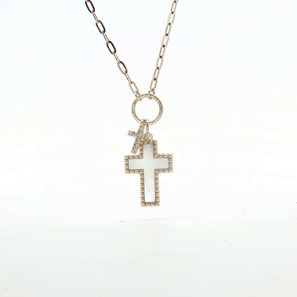 0.03CT MOTHER OF PEARL CROSS PENDANT Image 2 Lester Martin Dresher, PA