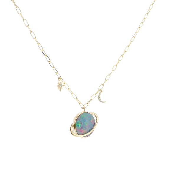 4.87CT AUSTRIAN OPAL DOUBLET SATURN NECKLACE Image 2 Lester Martin Dresher, PA