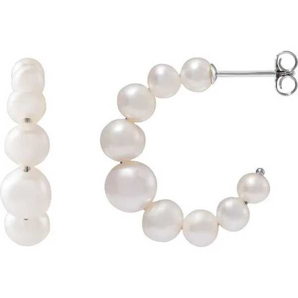 CULTURED WHITE FRESHWATER PEARL HOOP EARRINGS