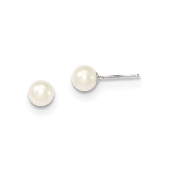 14K 5-6MM WHITE ROUND FW CULTURED PEARL STUD EARRINGS YELLOW GOLD Lester Martin Dresher, PA