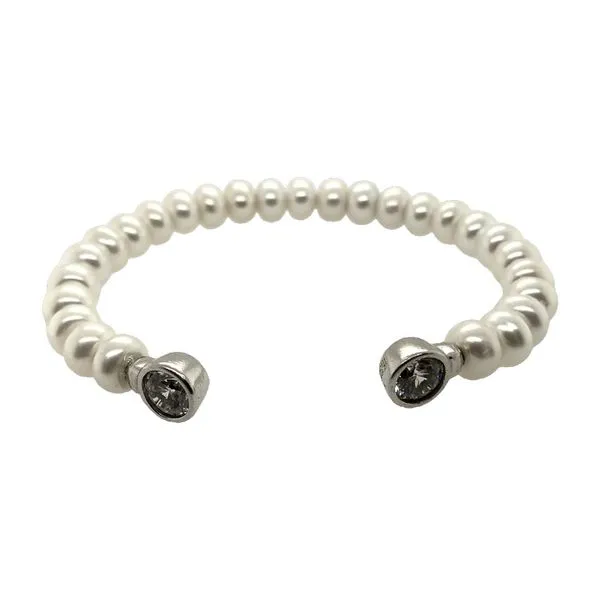 CZ & PEARL CUFF BRACELET Lester Martin Dresher, PA