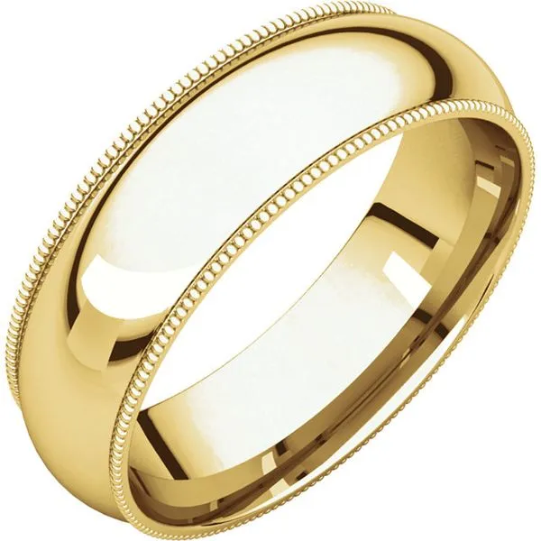14K GOLD 6MM MILGRAIN COMFORT FIT WEDDING RING Lester Martin Dresher, PA