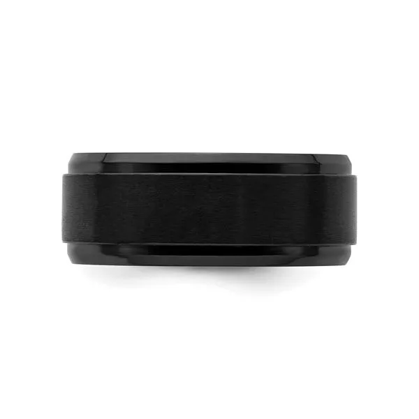 BLACK ZIRCONIUM POLISHED WITH BRUSHED CENTER 9MM BEVELED EDGE BAND Image 2 Lester Martin Dresher, PA