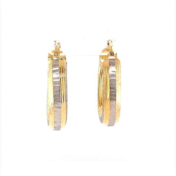 WIDE HAMMERED TWO-TONE HOOP EARRINGS Lester Martin Dresher, PA