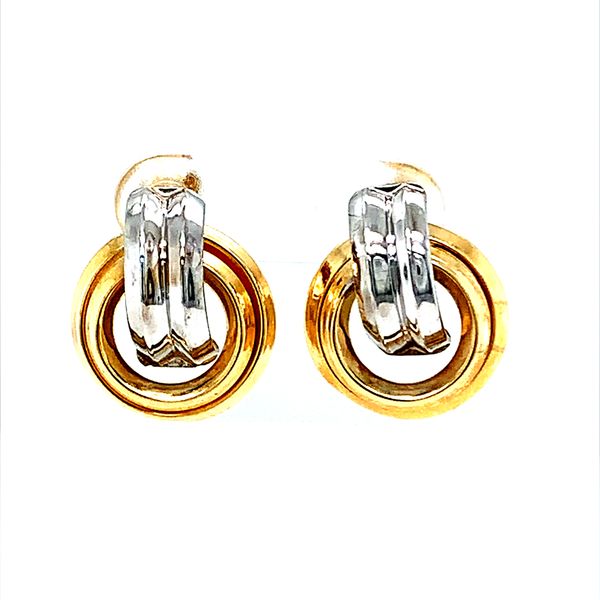 14K DOUBLE RIBBED POST EARRINGS IN 14K TWOTONE GOLD Lester Martin Dresher, PA