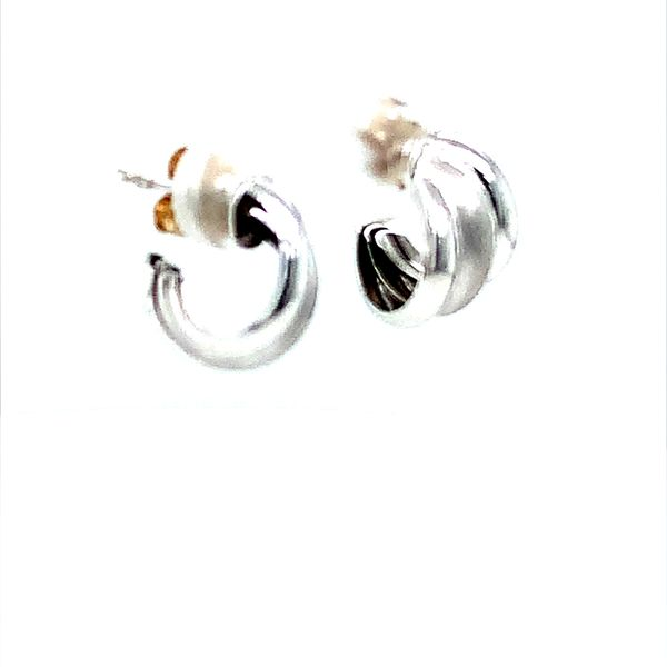 14K J HOOP EARRINGS IN WHITE GOLD Image 2 Lester Martin Dresher, PA