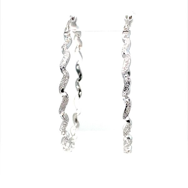 ZIGZAG DIAMOND CUT LARGE HOOP EARRINGS Lester Martin Dresher, PA