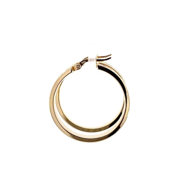 27X3.5MM FLAT EDGE HOOP EARRINGS WITH A SATIN DESIGN Image 2 Lester Martin Dresher, PA