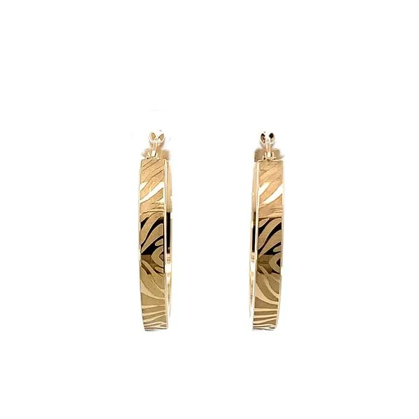 27X3.5MM FLAT EDGE HOOP EARRINGS WITH A SATIN DESIGN Lester Martin Dresher, PA