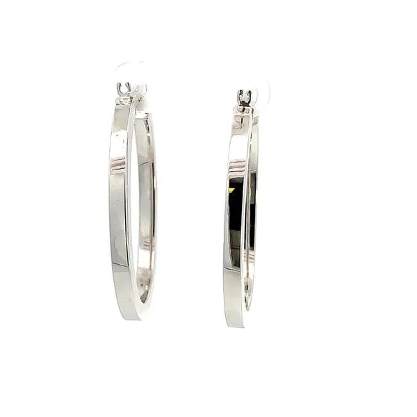 3x28x38MM SQUARE POLISHED OVAL 14K WHITE GOLD HOOP EARRINGS Lester Martin Dresher, PA