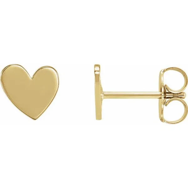 14K YELLOW 6 MM ASYMMETRICAL HEART EARRINGS Image 2 Lester Martin Dresher, PA