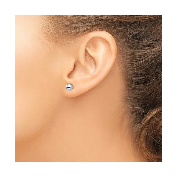 14K WHITE GOLD POLISHED 6MM BALL POST EARRINGS