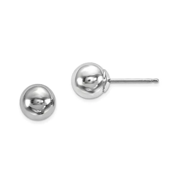 14K WHITE GOLD POLISHED 6MM BALL POST EARRINGS similar item image
