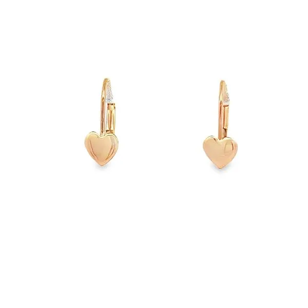 14K YELLOW GOLD HEART LEVERBACK EARRINGS similar item image