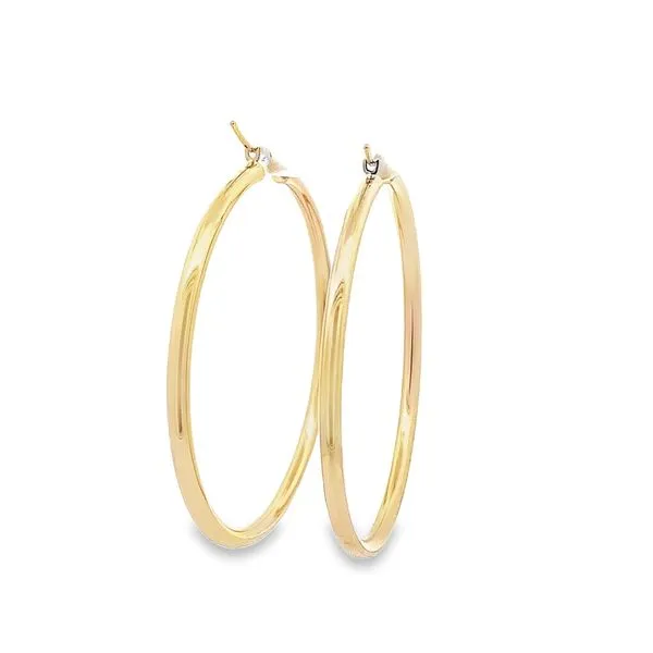 3X55MM LARGE POLISHED 14K YELLOW GOLD HOOP EARRINGS Lester Martin Dresher, PA