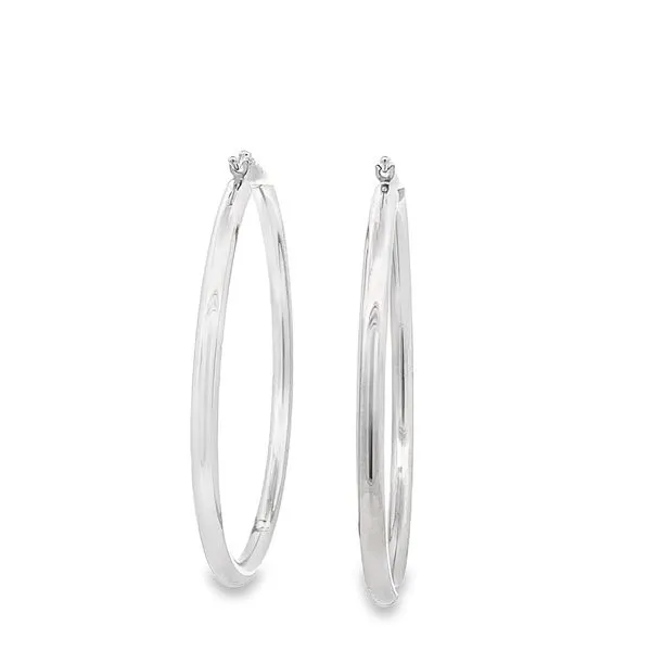 3X50MM LARGE POLISHED 14K WHITE  GOLD HOOP EARRINGS Image 3 Lester Martin Dresher, PA