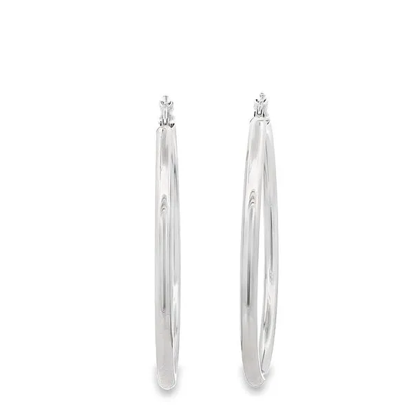 3X50MM LARGE POLISHED 14K WHITE  GOLD HOOP EARRINGS Lester Martin Dresher, PA
