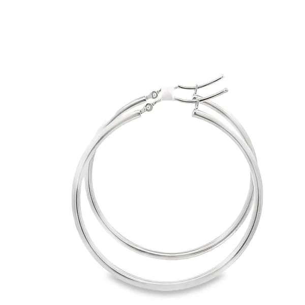 3X40MM LARGE POLISHED 14K WHITE  GOLD HOOP EARRINGS Image 2 Lester Martin Dresher, PA